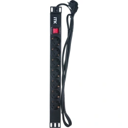 Блок розеток ITK PDU 7 роз. нем.ст. с выкл 1U каб.2м вилка нем.ст ПВХ черный PH12-7D1-P
