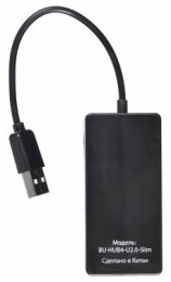 Хаб (разветвитель) Buro BU-HUB4-U2.0-Slim, черный