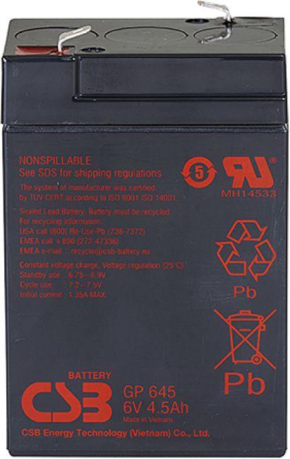 Аккумуляторная батарея CSB GP645 для ИБП, 6В, 4.5Ач
