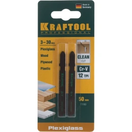 Полотна Kraftool для электролобзика по дереву 55x2 мм чистый рез 2 шт. EU T119B 159535-2
