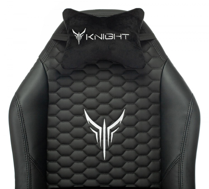 Кресло игровое Knight Neon черный соты экокожа с подголов. крестов. металл (KNIGHT NEON CARBON)