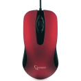 Gembird MOP-400-R красный USB {Мышь, бесшумный клик, 2 кнопки+колесо кнопка, 1000 DPI, soft-touch, кабель 1.45м, блистер}