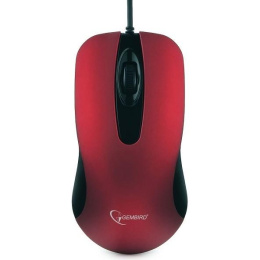 Gembird MOP-400-R красный USB {Мышь, бесшумный клик, 2 кнопки+колесо кнопка, 1000 DPI, soft-touch, кабель 1.45м, блистер}