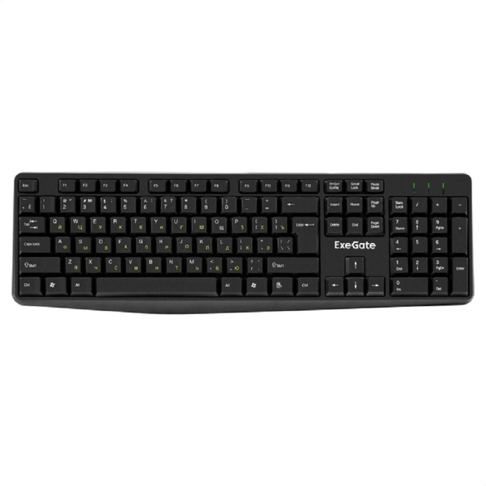 Exegate EX298364RUS Клавиатура ExeGate Smart K120 USB, полноразмерная, влагозащищенная, 104кл., Enter большой, длина кабеля 1,6м, черная, RTL