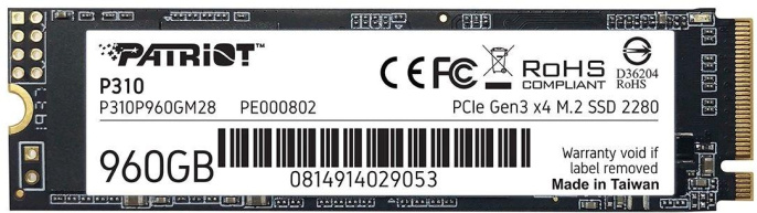 PATRIOT MEMORY Накопитель SSD Patriot PCIe 3.0 x4 960GB P310P960GM28 P310 M.2 2280