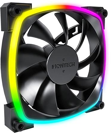 Вентилятор MONTECH AX120 120мм, 4-pin, 1600об/мин, 27 дБ, ARGB, черный, Ret [ax120 pwm black]