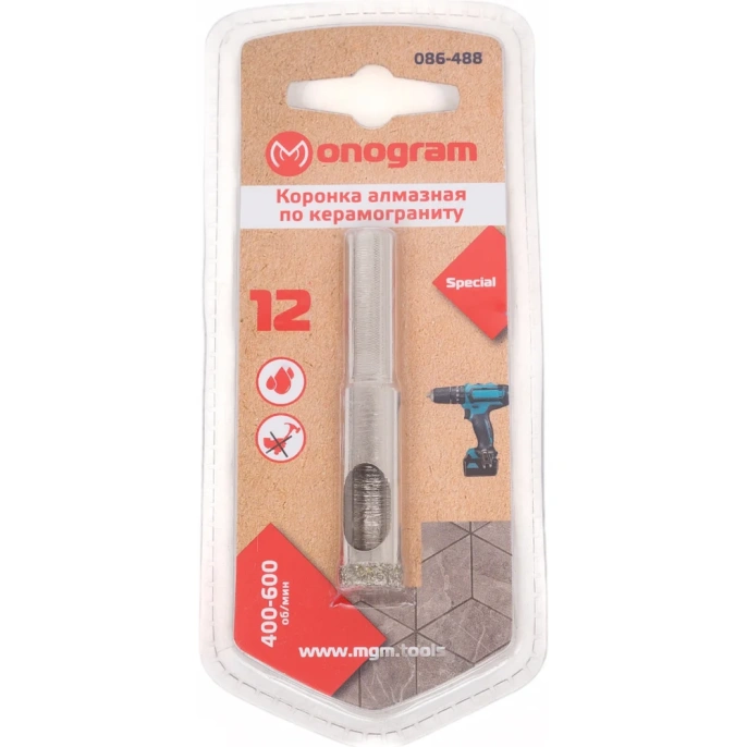 Коронка алмазная Special (12х65 мм) MONOGRAM 086-488