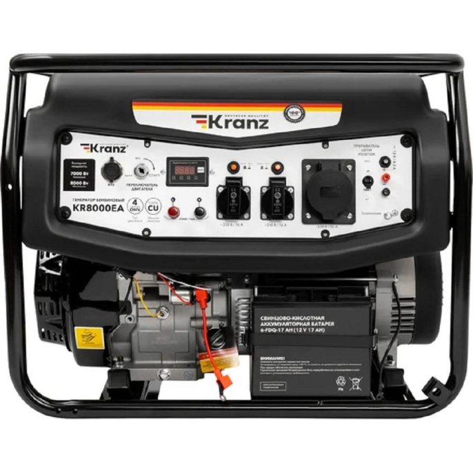 Kranz KR-16-1139 Генератор бензиновый KR8000EA, 8кВт, 25л, коннектор автоматики, электростартер