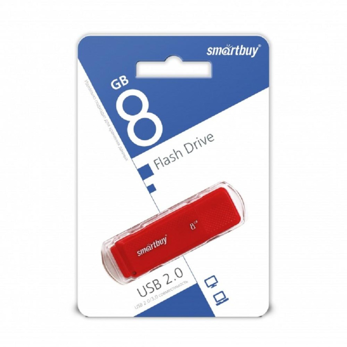 Smartbuy USB Drive 8GB Dock Red SB8GBDK-R UFD 2.0