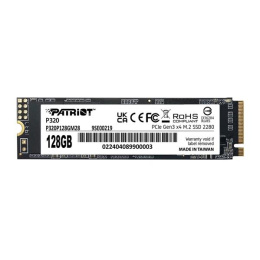 SSD накопитель Patriot P320 P320P128GM28 128ГБ, M.2 2280, PCIe 3.0 x4, NVMe, M.2