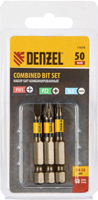 Набор бит Denzel 11678 универсал. 3пред. для шуруповертов