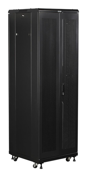 Шкаф коммутационный Lanmaster TWT-CBB-42U-6X8-G1 напольный 42U 600x800мм пер.дв.стекл задн.дв.спл.стал.лист 2-хст. 2 бок.пан. 800кг черный IP20