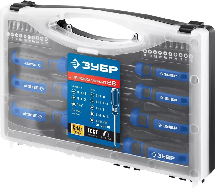 Набор отверток Зубр Профессионал 25240_z01 в компл.:27 предметов жесткий кейс