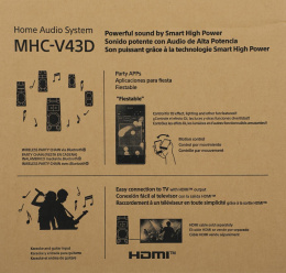 Музыкальный центр Sony MHC-V43D, с караоке, Bluetooth, FM, USB, CD, DVD, черный,