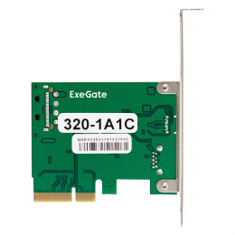 Контроллер ExeGate EXE-320-1A1C 10Gbps (PCI-E x4 v3.0, USB3.2 Gen2 1xType-A + 1xType-C ext., SuperSpeed+ скорость до 10 Гбит/с, разъем доп.питания, ASMedia Chipset ASM1142) EX298302RUS