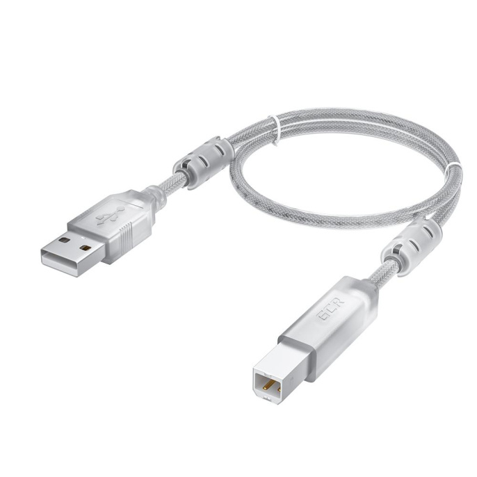 GCR Кабель PROF 0.75m USB 2.0, AM/BM, прозрачный, ферритовые кольца, 28/24 AWG, экран, армированный, морозостойкий, GCR-52421 GCR Кабель PROF 0.75m USB 2.0, AM/BM, прозрачный, ферритовые кольца, 28/24 AWG, экран, армированный, морозостойкий, GCR-52421