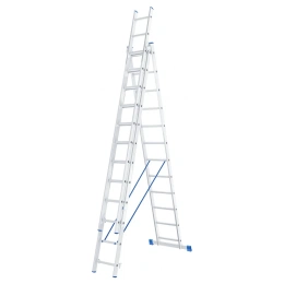 Алюминиевая трехсекционная лестница СИБРТЕХ 3х12 ступеней 97822