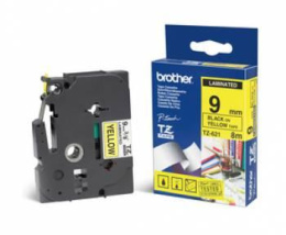 Ламинированная лента для печати этикеток Brother TZe-621 ширина 9мм, 8м, чёрный на жёлтом