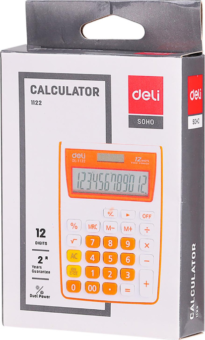 Калькулятор Deli E1122/GREY, 12-разрядный, серый