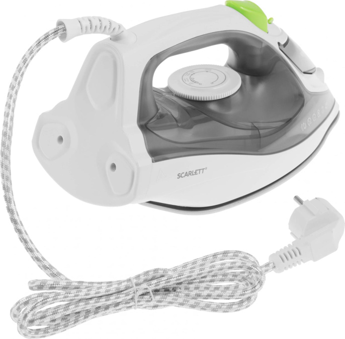 Утюг Scarlett Green Line (SC-SI30K60) (2400 Вт, с пароувлажнением, подошва KeramoPro, регулировка подачи пара, количество температурных режимов: 3, скорость подачи пара: 35 г/мин, скорость парового удара: 140 г/мин, вертикальное отпаривание, самоочистка, 