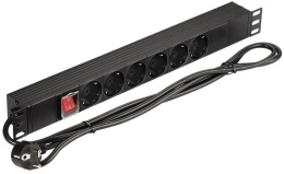 Блок распределения питания LanMaster NM-PD16A-6XSH+S-2.0,  горизонт.размещ.,  SchukoХ6,  Тип вход. тока 16A,  2м