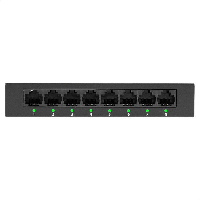 Коммутатор неуправляемый ExeGate EDES-1008D 8-портовый UTP 10/100Mbps, металлический корпус, с функцией энергосбережения EEE , настольный/настенный EX298690RUS