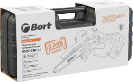 Bort BKS-216-LI Цепная пила аккумуляторная, {36В Li-Ion, Makita 18V LXT, шина 155мм, Бесщеточный, Шаг цепи, дюйм 1/4, движения цепи, м/сек 10, вес 2 кг, 2 АКБ + ЗУ} [93418279]