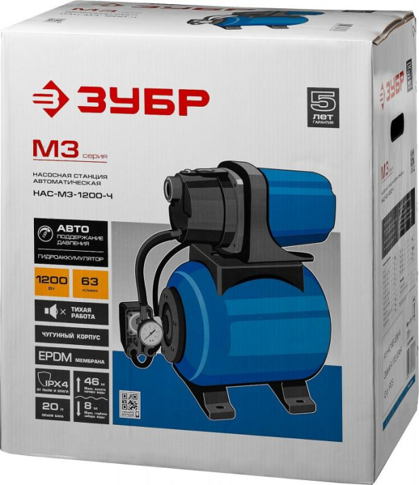 Насосная станция напорный Зубр НАС-М3-1200-Ч 1200Вт 3780л/час