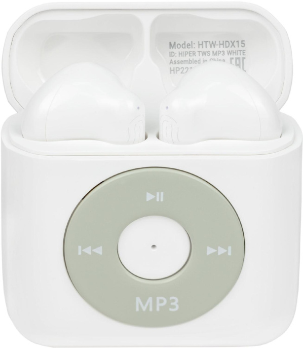 Наушники HIPER TWS MP3 HDX15, Bluetooth, вкладыши, белый [htw-hdx15]