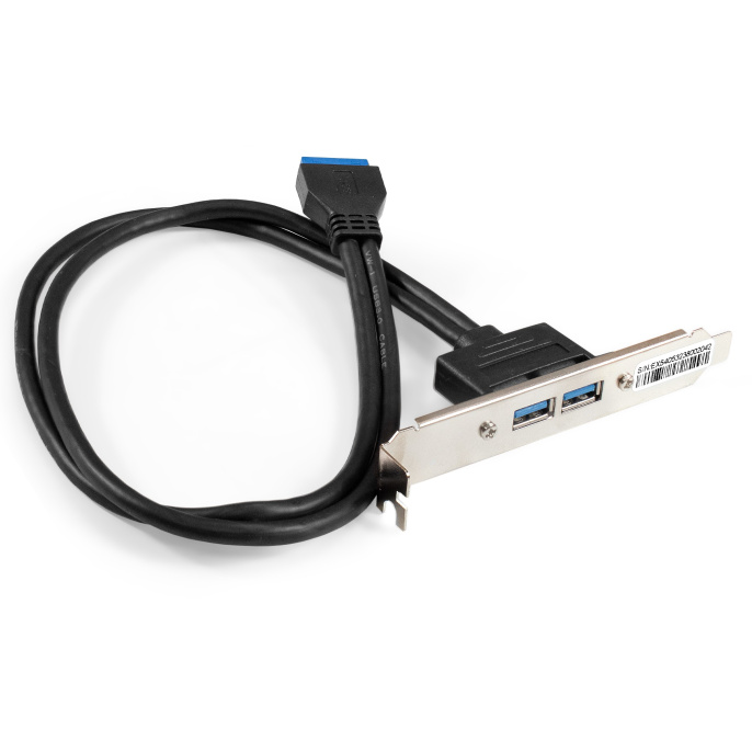 Планка портов в корпус 2xUSB3.0 ExeGate BrctUSB3-2A (USB 3.0 20pin (IDC 20pin F) --> 2x USB 3.0 Af, кабель 45см) EX298295RUS