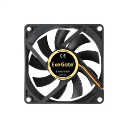 Вентилятор 12В DC ExeGate EX08015S3P (80x80x15 мм, Sleeve bearing (подшипник скольжения), 3pin, 2000RPM, 20dBA) EX180973RUS