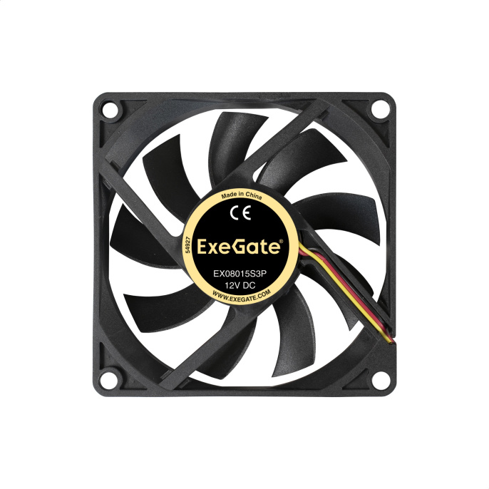 Вентилятор 12В DC ExeGate EX08015S3P (80x80x15 мм, Sleeve bearing (подшипник скольжения), 3pin, 2000RPM, 20dBA) EX180973RUS