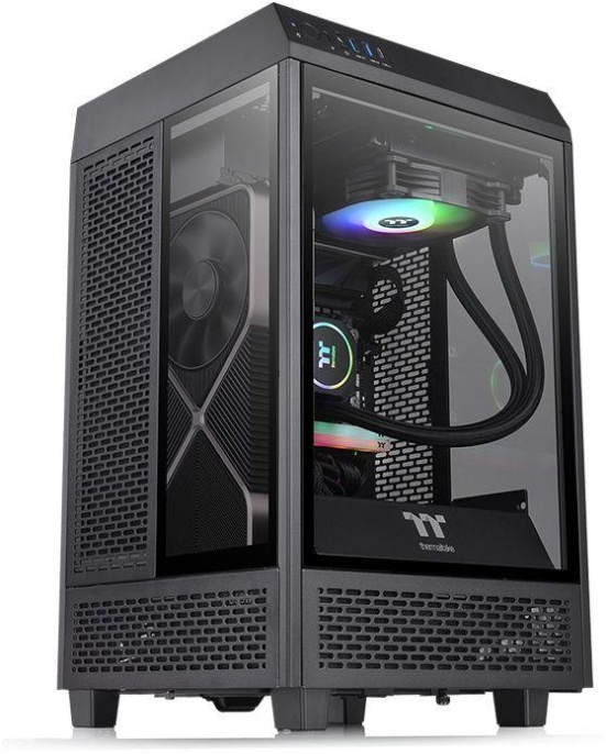 Корпус miniITX Thermaltake The Tower 100, Micro-Tower, без БП, черный [ca-1r3-00s1wn-00]
