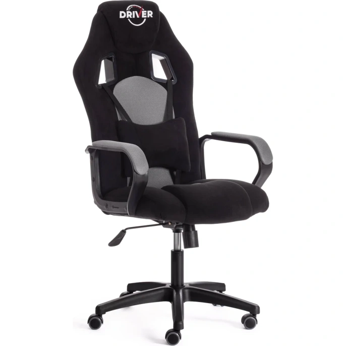 Кресло Tetchair driver 22 флок/ткань, черный/серый 35/tw-12 19290