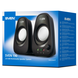 Колонки SVEN 190, 2.0, чёрный, USB, мощность 2x3 Вт RMS SV-022587