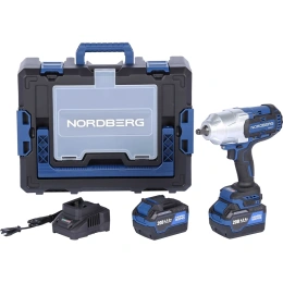 Аккумуляторный гайковерт NORDBERG 1/2", 21В, 1700 Нм с двумя 6A акк. и зар. уст-вом 1,8A, в кейсе NE812K