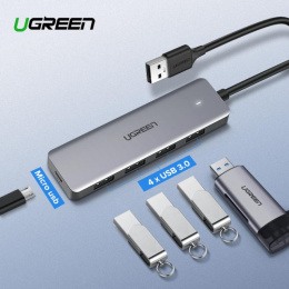Хаб UGREEN CM219 (50985) 4-Ports USB A 3.0 Hub. Цвет: серый