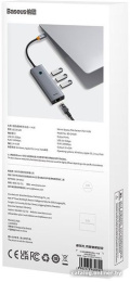 Хаб Baseus BS-OH109 UltraJoy Series 4 порта (Type-C to USB3.0*3+RJ45*1) Space Grey (B0005280A813-00)