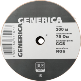 Кабель коаксиальный ITK CC1-R6F1-111-300-G RG-6 FTP 75Om PVC внутренний 300м белый