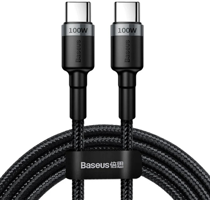 Кабель Baseus Cafule PD2.0 100W flash charging Type-C to Type-C cable (20V 5A) 2m Gray+Black (CATKLF-ALG1)