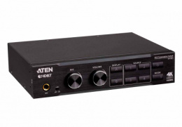 ATEN VP1421-AT-G Коммутатор презентационный, 4x вх.видео:2xHDMI+HDDB15+HDBaseT;3 вх.аудио:2xстерео MINIJACK VGA+HDMI , 2x вых.видео: HDMI+HDBaseT;2 вых.аудио:несбалансир. 3-контакн.клемма+TOSLINK, макс.разр. HDMI 4096x2160 4:4:4 60Hz/VGA 1920x1200