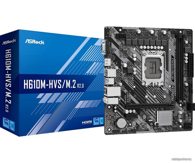 Материнская плата Asrock H610M-HVS/M.2 R2.0 Soc-1700 Intel H610 2xDDR4 mATX AC`97 8ch 7.1 GbLAN+VGA+HDMI