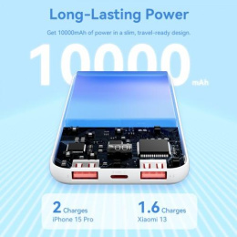 Power Bank Vention 10000mAh M/C-A/A 22.5W Белый с LED Дисплеем FHKW0