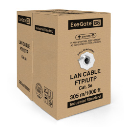 Кабель ExeGate UTP4-C5e-CCA-S25-IN-PVC-GY-305 UTP 4 пары кат.5e CCA, 0.45мм (25AWG), 305м, серый, PVC EX281817RUS