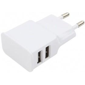 Cablexpert Адаптер питания 100/220V - 5V USB 2 порта, 2.1A, белый MP3A-PC-11