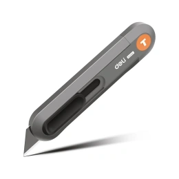 Технический нож DELI home series gray ht4008c Т-образное лезвие, эксклюзивный дизайн, софттач пластик, безопасная конструкция, подарочная упаковка 112885