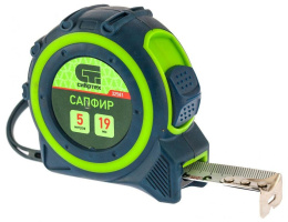 Рулетка строительная Сибртех 32581 дл.полотна 5м изм.шкала в см зацеп простой зеленый