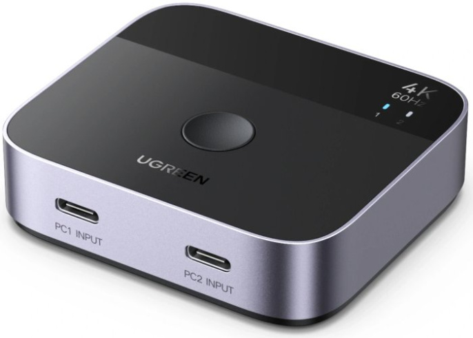 Переключатель UGREEN AW502 55451 USB-C Switch 2 In 1 Out 4K@60Hz. Цвет: черный (55451_)