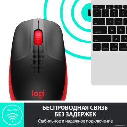 Мышь беспроводная LOGITECH M190 красный (USB, 1000dpi, 3but) (910-005908)