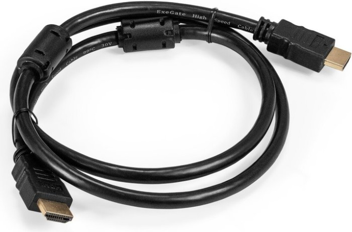 Кабель HDMI ExeGate EX-CC-HDMI2-1.0F (19M/19M, v2.0, 1м, 4K UHD, Ethernet, ферритовые кольца, позолоченные контакты) EX287722RUS